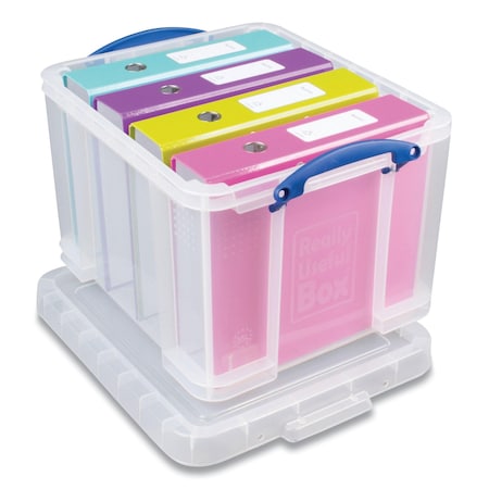 Really Useful Box Storage Bin, Plastic, Clear/Blue, 3 PK 32C-PK3CB